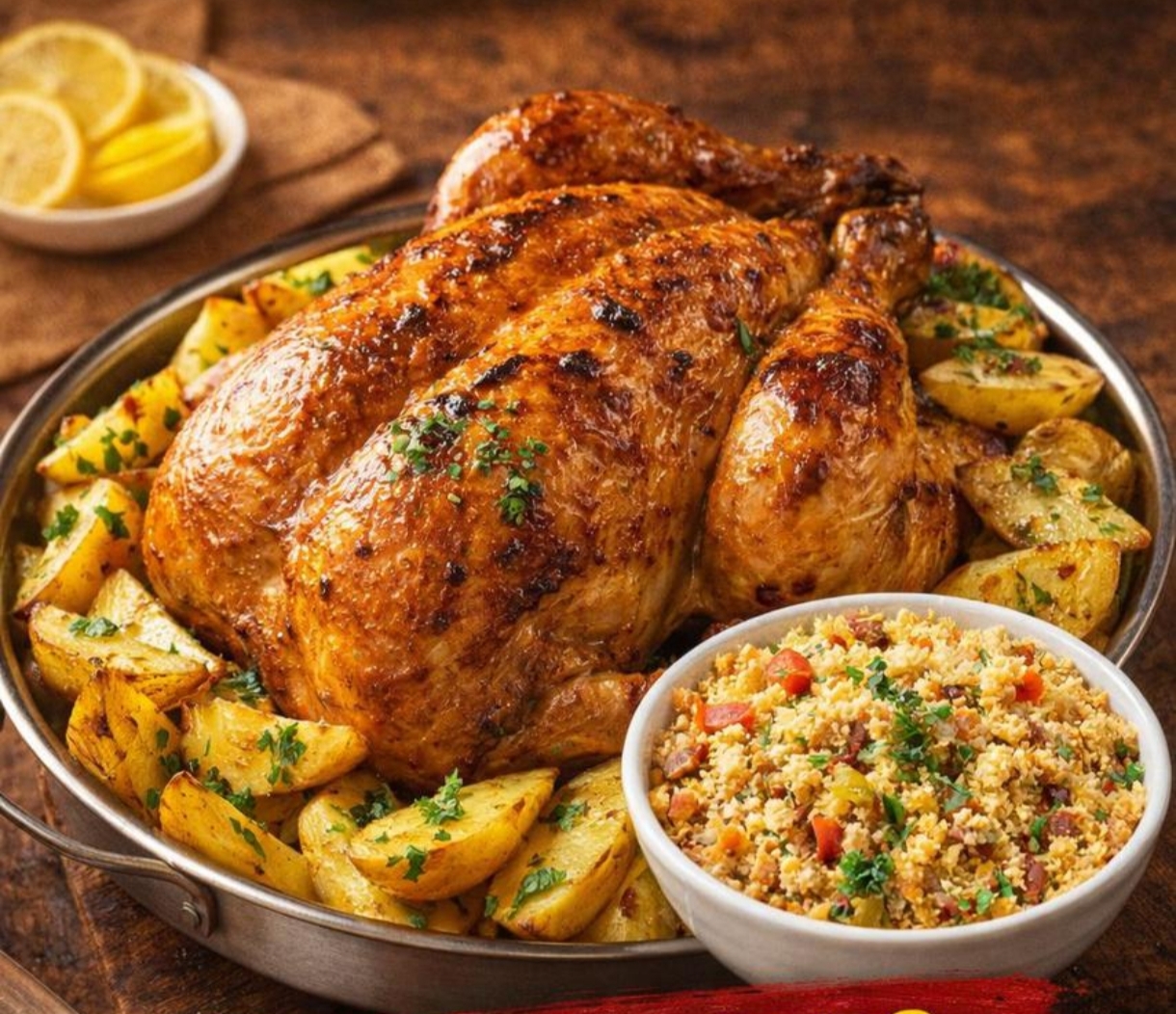 Frango Assado + Farofa + Batata